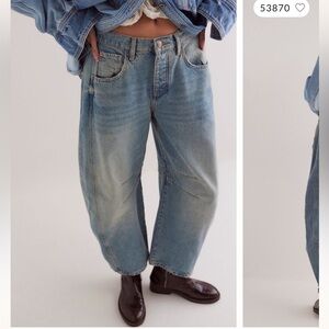 Free people good luck mid rise barrel jeans